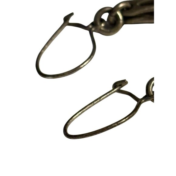 Vintage Handmade Sterling Silver Earrings Unmarked 925 Layered Open Teardrop - Picture 15 of 16